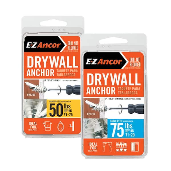 E-Z Ancor Twist-N-Lock 50 lbs. & Twist-N-Lock 75 lbs. Drywall Anchors Combo Kit 2 (25-Pack and 20-Pack))