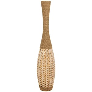 20 in. Brown Handmade Tall Woven Floor Seagrass Decorative Vase