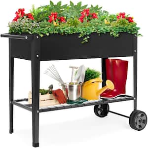 3.5 ft. x 1.6 ft. Mobile Metal Raised Garden Bed with Wheels