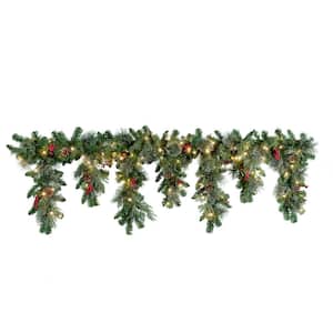 72 in. Pre-Lit Classic Greenery Cascading Mantel Artificial Christmas Swag