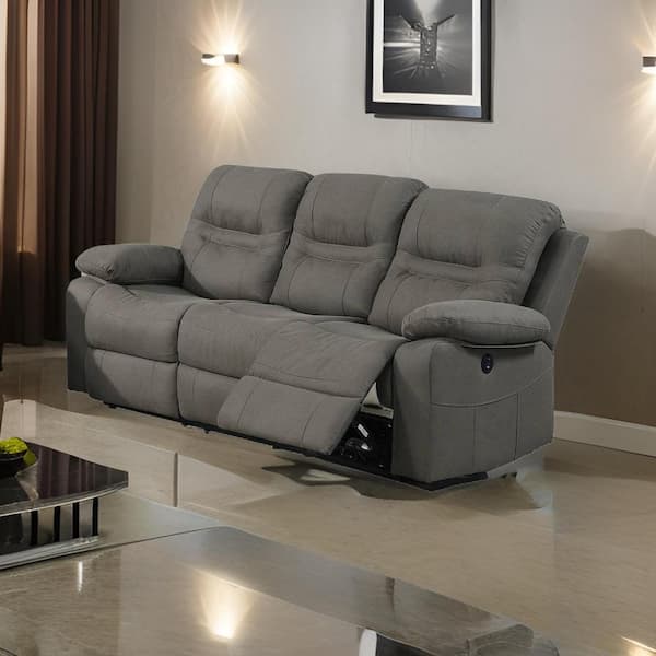 Benjara 39 in. Pillow Top Arm Leather Rectangle Fabric Upholstery Sofa in Gray