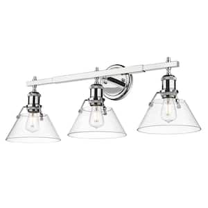 Orwell 27.25 in. 3-Light Chrome Vanity Light with Clear Glass Shade