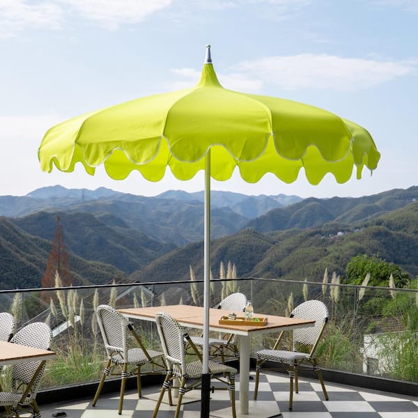 aluminum patio umbrella vintage Tempera 7ft Outdoor with Carry Bag, Beach Umbrella with Fringe everything you and your friends need for easy drinks and long conversations Garsing 7FT Outdoor Wasabi Green