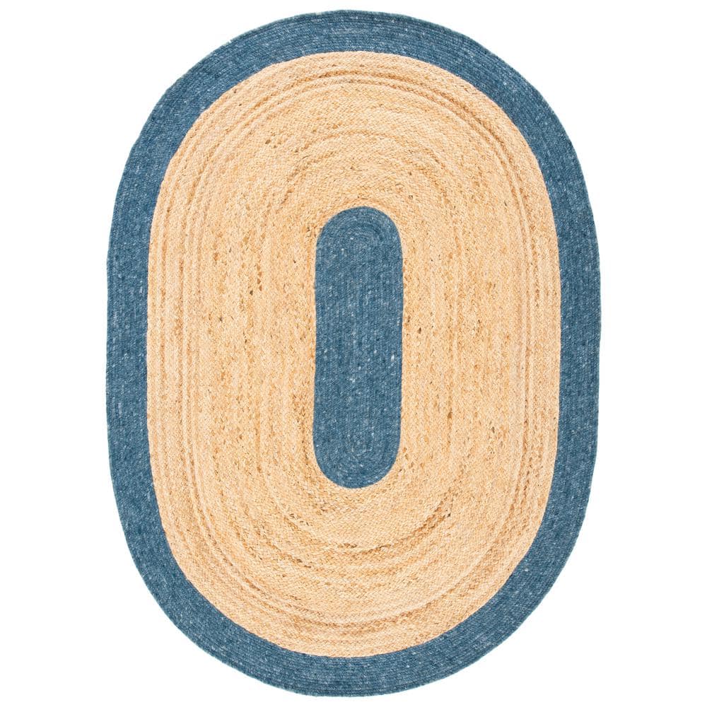 Braided Navy/Natural 6 ft. x 9 ft. Oval Solid Border Area Rug price history on PriceWatchPro
