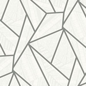 Metallic Silver and Morning Fog Metro Vector Unpasted Nonwoven Paper Wallpaper Roll 57.5 sq. ft.