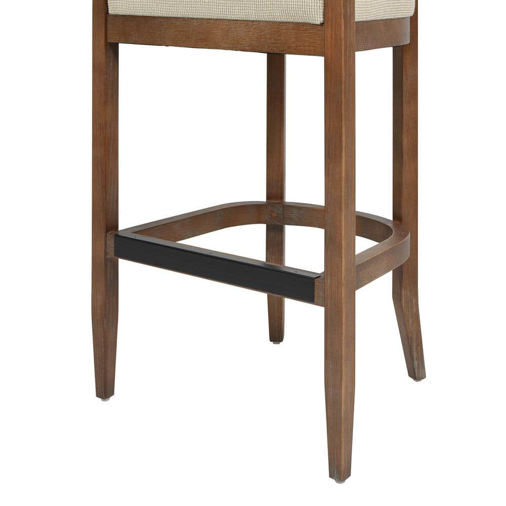 Taupe Beige Oak Cane Back Bar Stool with Acrylic Seat