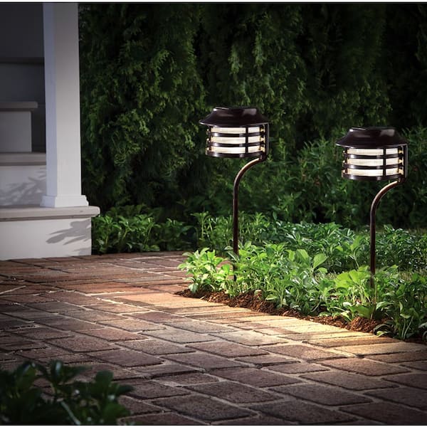Hampton Bay Bronze Integrated LED New Age Pagoda Outdoor Solar