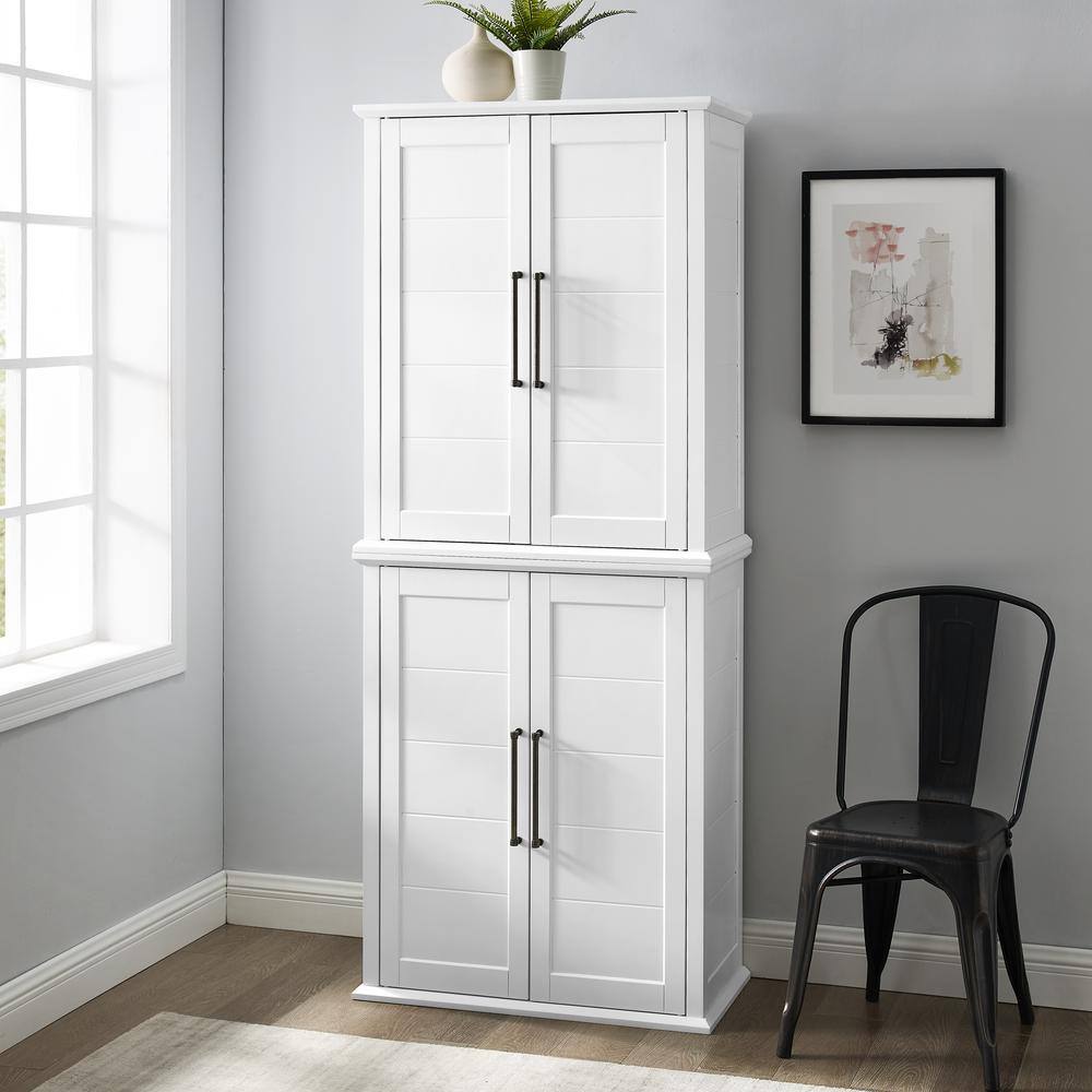 Bartlett Tall White MDF Freestanding Storage Pantry with Adjustable Shelves