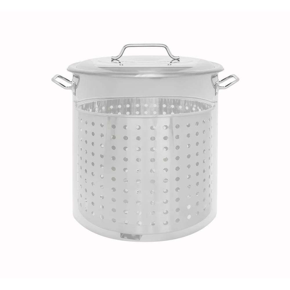 120 Quart Stainless Steel Stock Pot with Steamer Basket