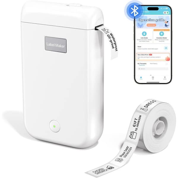 Portable Bluetooth Label Printer with Thermal Inkless Printing, Multiple Templates for Home School Office