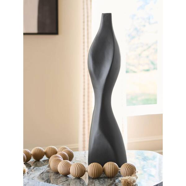 Judsen 21 in. Black Composite Geometric Decorative Vase