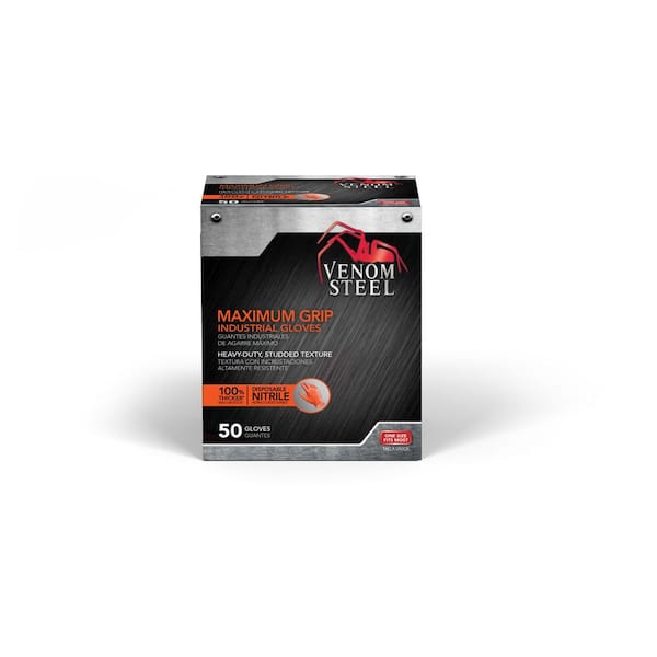 Venom Steel Maximum Grip one size fits most Nitrile gloves in Orange 50 count