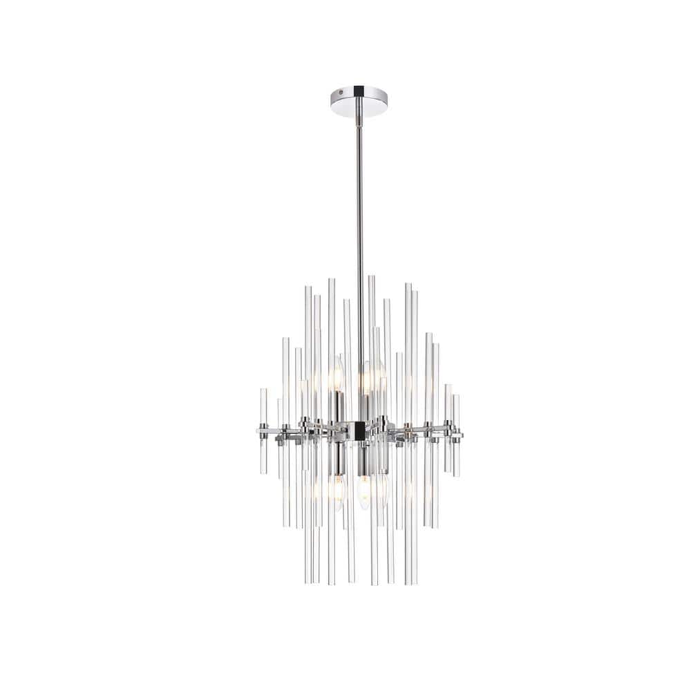 Timeless Home 17 in. 6-Light Chrome Pendant Light