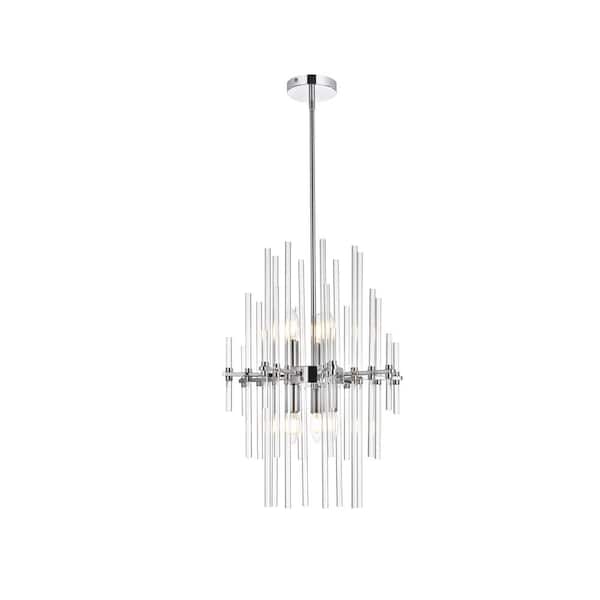 Unbranded Timeless Home 17 in. 6-Light Chrome Pendant Light
