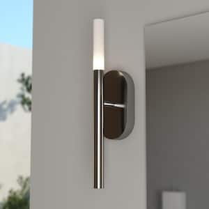 Fulton 1-Light Integrated LED Chrome Contemporary Wall Sconce White Acrylic
