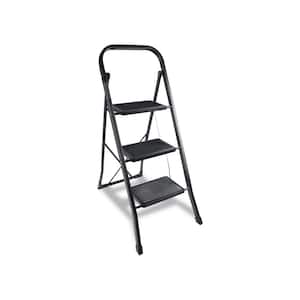3-Step Steel Folding Step Stool Ladder with Wide Anti-Slip Pedal 330 lbs. Load Capacity