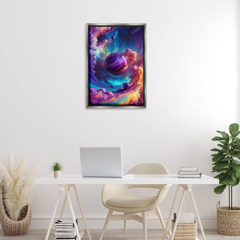 Surreal Planets with Chromatic Clouds by Wumples Gray Floater Frame Abstract Graphic Art Print 31 in. x 21 in. price history on PriceWatchPro