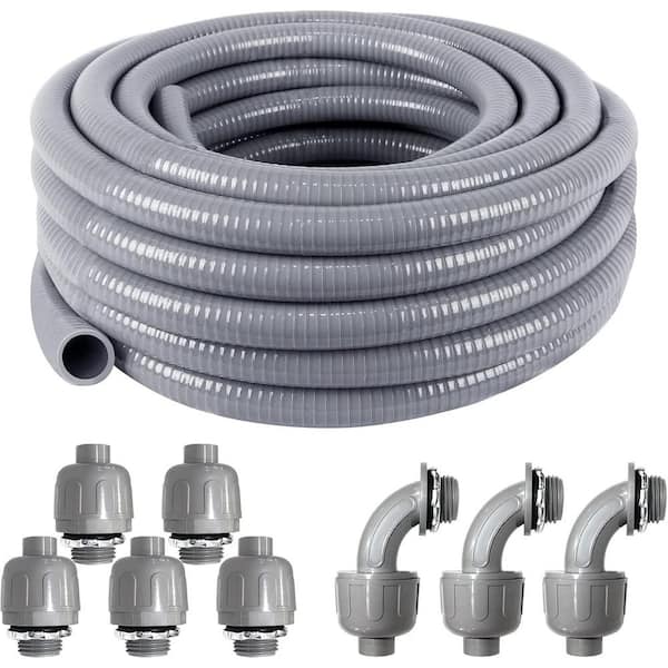 3/4 in. x 25 ft. Electrical Flexible Non-Metallic Liquid-Tight Conduit & Connector Kit with 5 Straight & 3 Angle Fitting