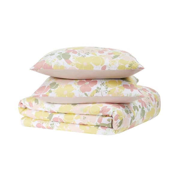 Truly Soft Garden 3-Piece Multi-Color Floral Microfiber Comforter Set Full/Queen