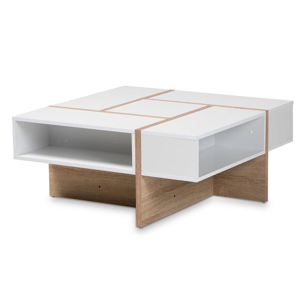 Rasa Square White and Oak Wood Coffee Table