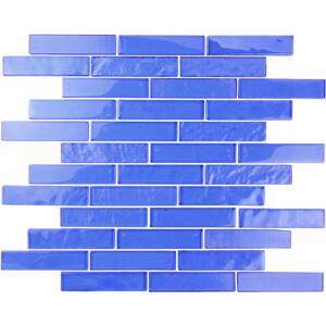 Landscape Mediterranean Blue Linear Mosaic 1 in. x 4 in. Textured Glossy Glass Wall & Pool Tile (1.04 Sq. ft.)