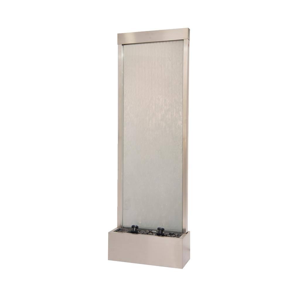 XBRAND 72 in. Steel/Glass Free-Standing Waterfall Fountain w/Pump, LED ...