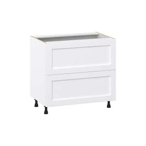 Mancos Bright White Shaker Assembled Base Kitchen Cabinet For Cooktop with 2 Drawers (36 in. W x 34.5 in. H x 24 in. D)