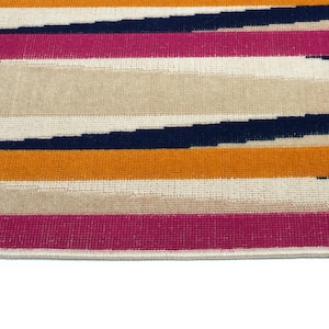 Legata Collection Pink 4'1" x 5'7" Rectangle Residential Indoor-Outdoor Area Rug