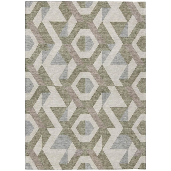 Chantille Machine Washable Indoor/Outdoor Abstract ACN2962 Linen 9 ft. x 12 ft. Area Rug