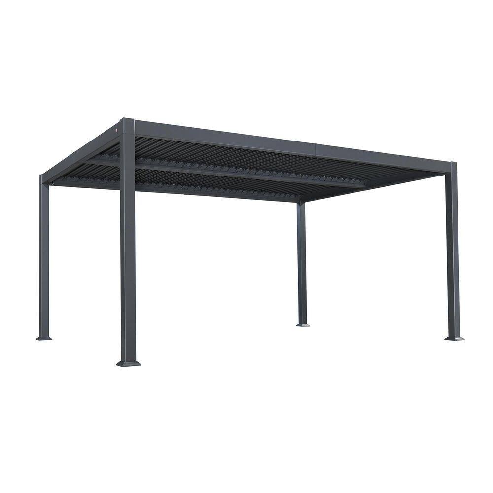 8 ft. x 10 ft. Gray Aluminum Outdoor Louvered Pergola with Individual Adjustable Sunshade Roofs and LED Lights price history on PriceWatchPro
