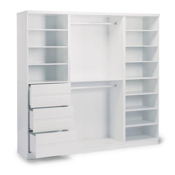 HOMESTYLES Linear 3-Drawer White Storage Wall Unit (3-Piece)