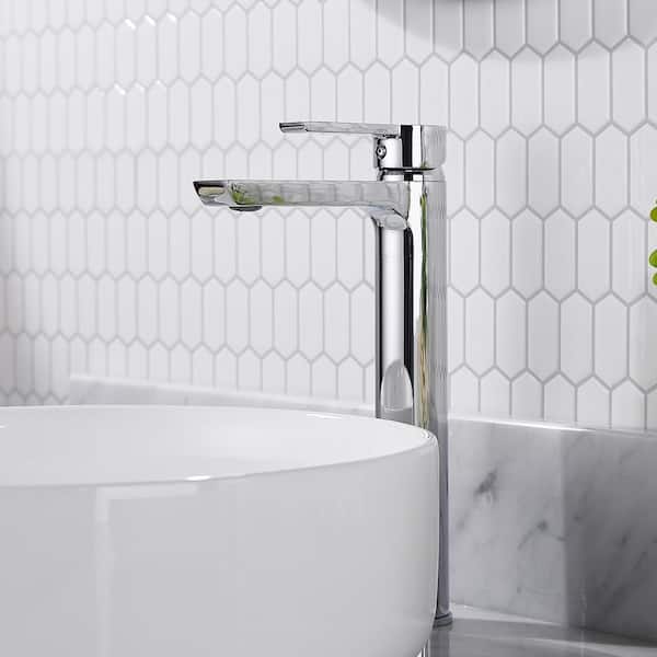 Modern Single Handle Single Hole Bathroom Faucet in Chrome
