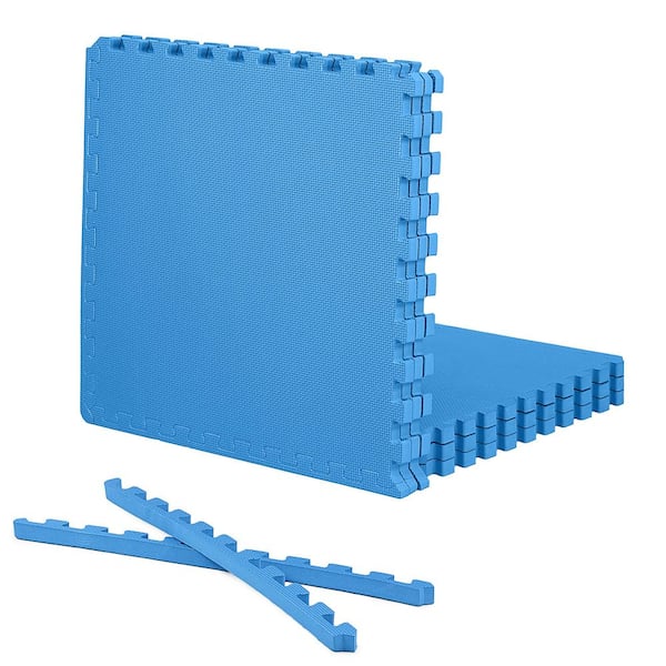 CAP Blue 24 in. W x 24 in. L x 1 in. Thick EVA Foam Double-Sided T Pattern Gym Flooring Mat (6 Tiles/Pack) (24 sq. ft.)