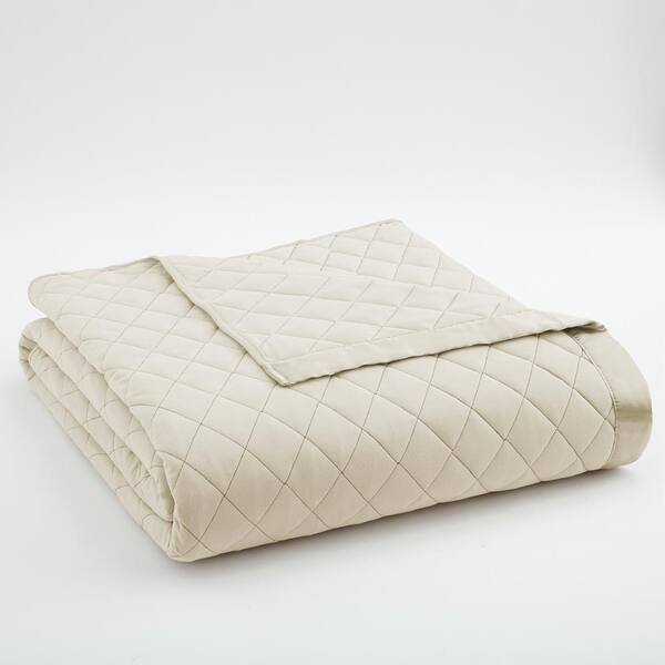 Micro Flannel Full Queen Ivory Quilted Polyester Blanket