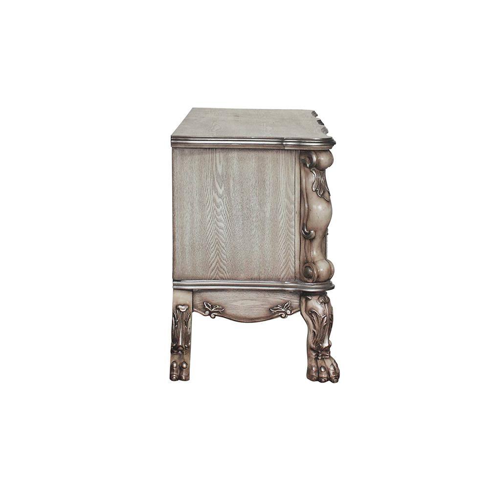 63" Vintage Bone White Ornate Vanity Desk with Claw Legs