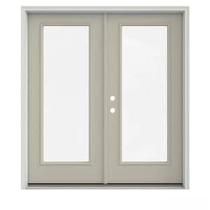 72 in. x 80 in. Desert Sand Painted Steel Right-Hand Inswing Full Lite Glass Stationary/Active Patio Door