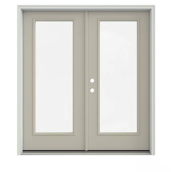 JELD-WEN 72 in. x 80 in. Desert Sand Painted Steel Right-Hand Inswing Full Lite Glass Stationary/Active Patio Door
