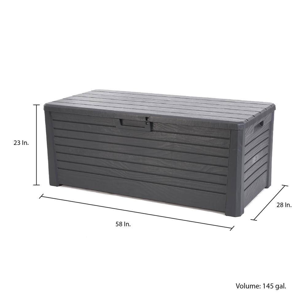 Toomax Florida Gray UV Resistant Lockable Deck Storage Box Bench, 145 Gal