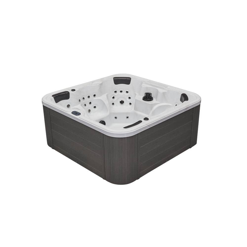Gray Acrylic 6-Person Square Hot Tub with Ozonator