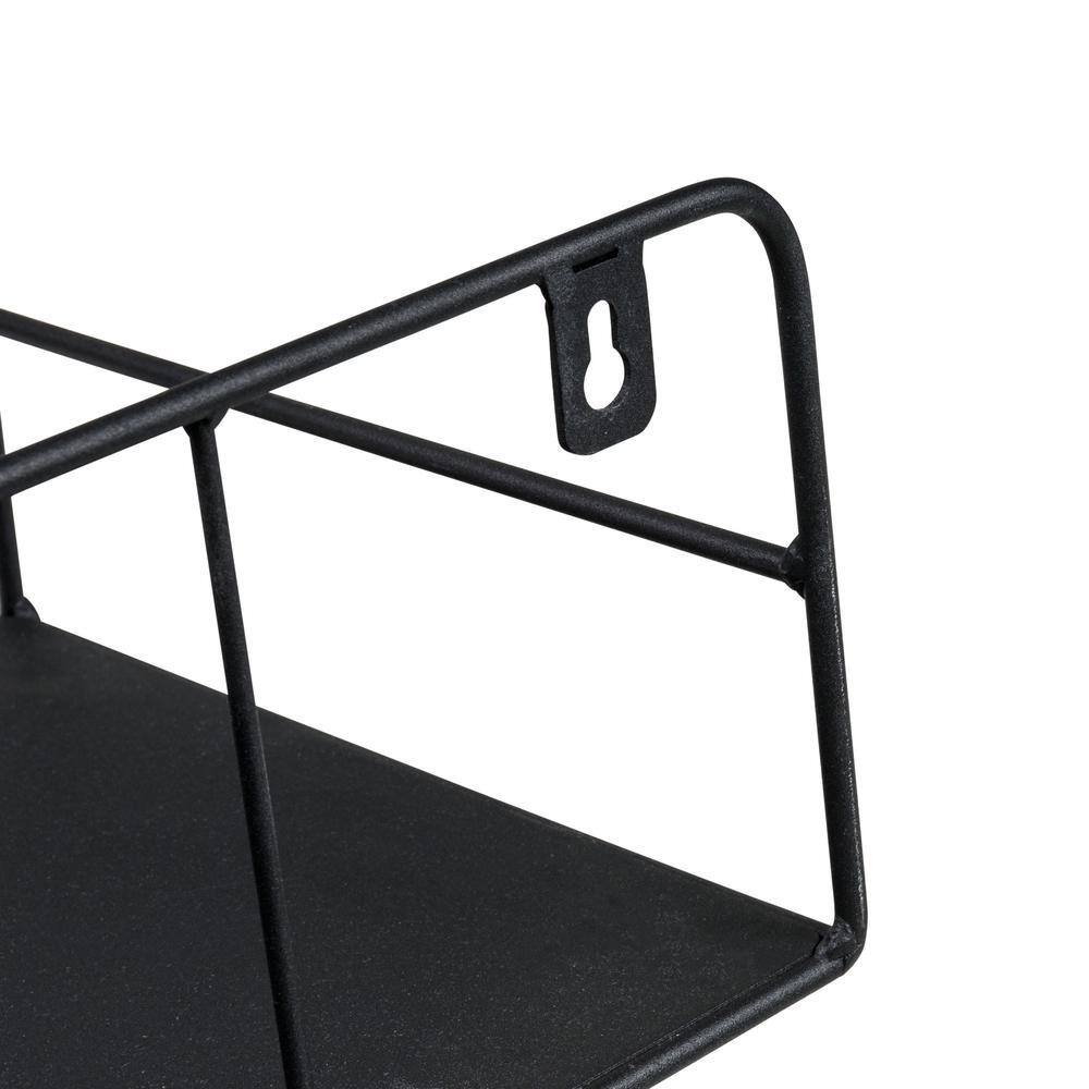 Curved Edge 24" Black Steel Floating Wall Shelf