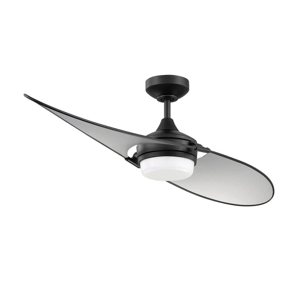 TANGO 52 in. Integrated LED Indoor Black Ceiling Fan with White Polycarbonate (PC) Plastic Shade -  Kendal Lighting, AC22852-BLK/SN