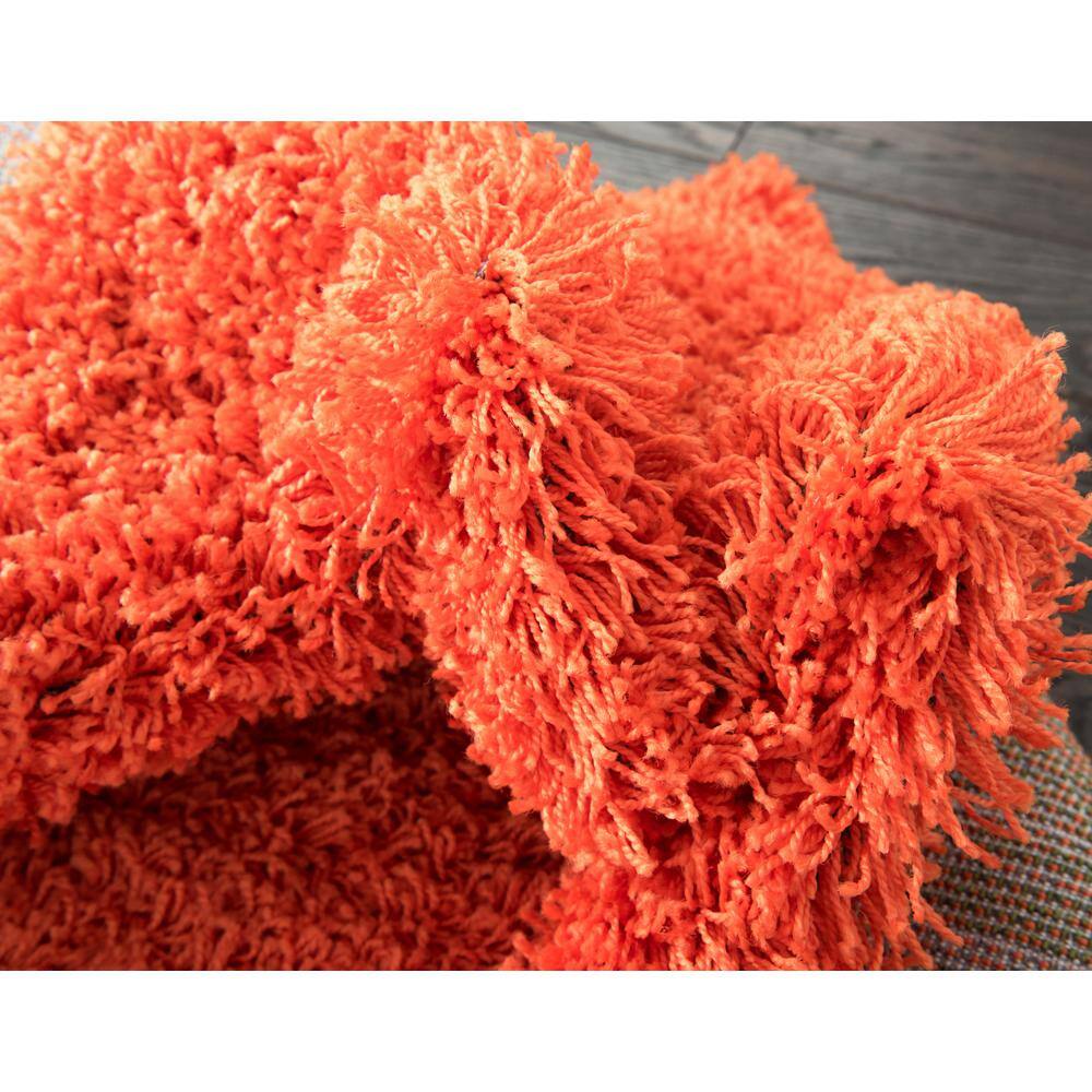 Easy-Care Tiger Orange Synthetic Shag Rug 4' x 6'