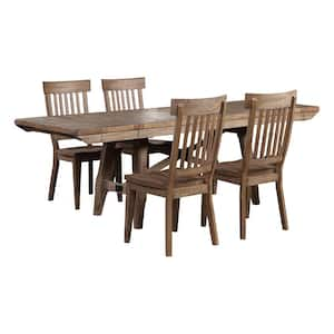 Riverdale Brown Wood 72 in Rectangular Dining Set 5-Piece with 4-Side Chairs and 2 12 in. Leaves