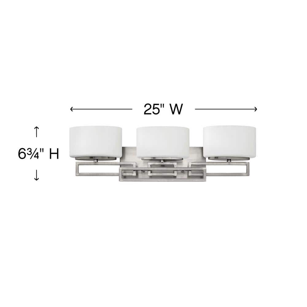 Lanza Antique Nickel 3-Light LED Bath Vanity with Etched Opal Shade