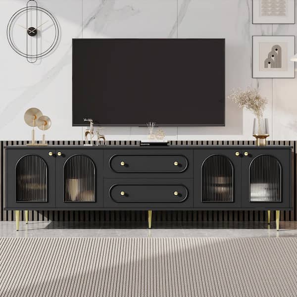 Nestfair 78.7 in. Black TV Stand Fits TVs Up to 80 in. with