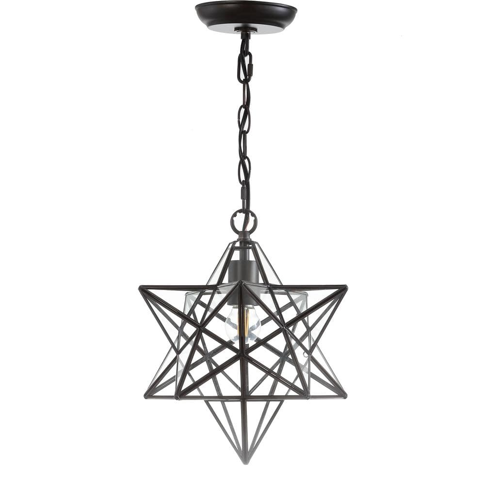 Stella 12" Oil Rubbed Bronze Star-Shaped LED Pendant with Clear Glass
