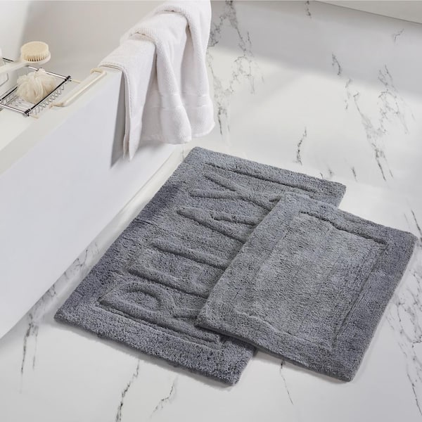 MODERN THREADS 2-Pack "Relax" Charcoal 21 in. x in. 100% Cotton Bath Mat 5BTRX2PE-CHR-ST - The Home Depot