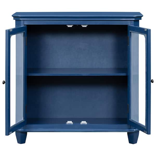 ATHMILE Navy Blue Sideboard with with Adjustable Shelves