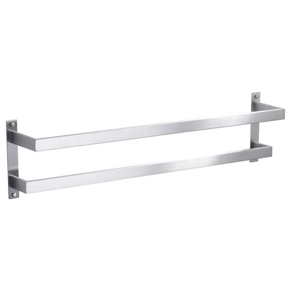 32 in. 2-Bar Towel Rack Wall Mounted Stainless Steel in Brushed Nickel