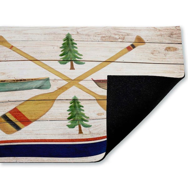 Exploring Rustic Canoe Paddles White 18 in. x 30 in. Polyester Non-Slip Outdoor Door Mat